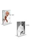 Car Desk/Table Top Mahatma Gandhi Acrylic T-Style Photo Stand - 2.5x3.5 Inches, Compact and Stylish Spiritual Display, easily change 2 photos ( Pack of 1 ) Car Desk/Table Top Mahatma Gandhi Acrylic T-Style Photo Stand - 2.5x3.5 Inches, Compact and Stylish Spiritual Display, easily change 2 photos ( Pack of 1 )