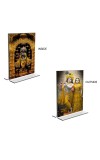 Car Desk/Table Top Sri Radha Krishna &  Sri Krishna  Acrylic T-Style Photo Stand - 2.5x3.5 Inches, Compact and Stylish Spiritual Display, easily change  2 photos ( Pack of 1 )