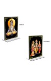 Car Desk/Table Top Sri Krishna & Ram Darbar  Acrylic T-Style Photo Stand - 2.5x3.5 Inches, Compact and Stylish Spiritual Display, easily change  2 photos ( Pack of 1 )