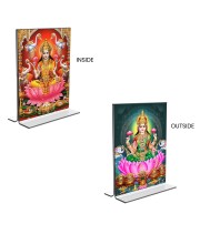 Car Desk/Table Top Maa Lakshmi  Acrylic T-Style Photo Stand - 2.5x3.5 Inches, Compact and Stylish Spiritual Display, easily change  2 photos ( Pack of 1 )
