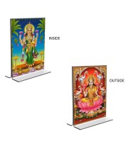 Car Desk/Table Top Maa Lakshmi  Acrylic T-Style Photo Stand - 2.5x3.5 Inches, Compact and Stylish Spiritual Display, easily change  2 photos ( Pack of 1 )