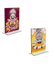 Car Desk/Table Top Lord Khatu shyam  Acrylic T-Style Photo Stand - 2.5x3.5 Inches, Compact and Stylish Spiritual Display, easily change  2 photos ( Pack of 1 )