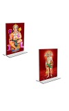 Car Desk/Table Top Sri Hanuman & Panchmukhi Hanuman  Acrylic T-Style Photo Stand - 2.5x3.5 Inches, Compact and Stylish Spiritual Display, easily change  2 photos ( Pack of 1 )