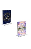 Car Desk/Table Top Taj Mahal  Islamic Allah  Acrylic T-Style Photo Stand - 2.5x3.5 Inches, Compact and Stylish Spiritual Display, easily change  2 photos ( Pack of 1 )