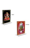 Car Desk/Table Top Sri Ganesh & Lord Shiva Lingam  Acrylic T-Style Photo Stand - 2.5x3.5 Inches, Compact and Stylish Spiritual Display, easily change  2 photos ( Pack of 1 )