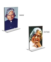 Car Desk/Table Top APJ Abdul Kalam  Acrylic T-Style Photo Stand - 2.5x3.5 Inches, Compact and Stylish Spiritual Display, easily change  2 photos ( Pack of 1 )