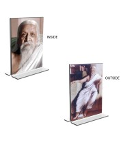 Car Desk/Table Top Sri Aurobindo  Acrylic T-Style Photo Stand - 2.5x3.5 Inches, Compact and Stylish Spiritual Display, easily change  2 photos ( Pack of 1 )