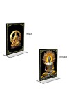 Car Desk/Table Top Buddha  Acrylic T-Style Photo Stand - 2.5x3.5 Inches, Compact and Stylish Spiritual Display, easily change  2 photos ( Pack of 1 )