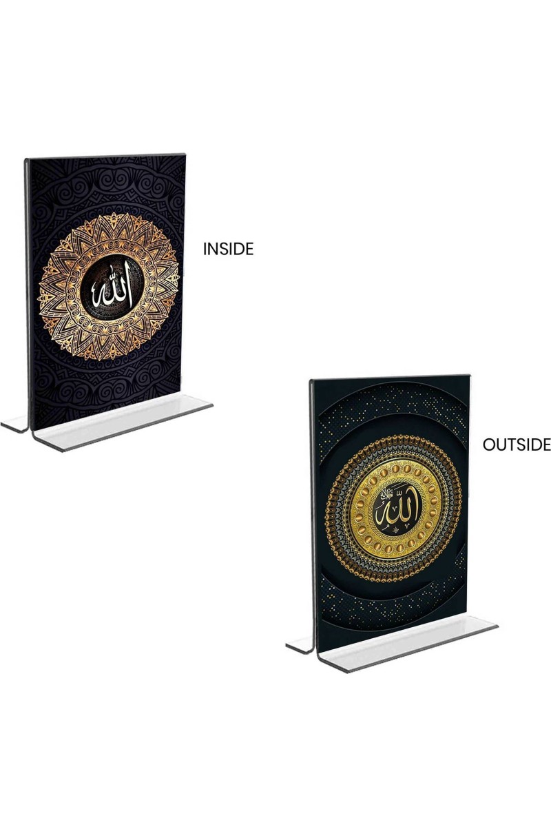 Car Desk/Table Top Islamic Allah  Acrylic T-Style Photo Stand - 2.5x3.5 Inches, Compact and Stylish Spiritual Display, easily change  2 photos ( Pack of 1 )