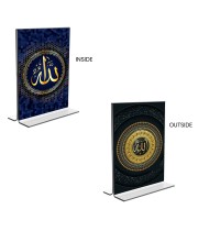 Car Desk/Table Top Islamic Allah & Mecca Madina  Acrylic T-Style Photo Stand - 2.5x3.5 Inches, Compact and Stylish Spiritual Display, easily change  2 photos ( Pack of 1 )