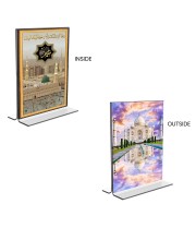 Car Desk/Table Top Taj Mahal & Mecca Madina  Acrylic T-Style Photo Stand - 2.5x3.5 Inches, Compact and Stylish Spiritual Display, easily change  2 photos ( Pack of 1 )