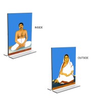 Car Desk/Table Top Anukul Chandra Thakur & Jagajanani Sree Sree Barama  Acrylic T-Style Photo Stand - 2.5x3.5 Inches, Compact and Stylish Spiritual Display, easily change  2 photos ( Pack of 1 )