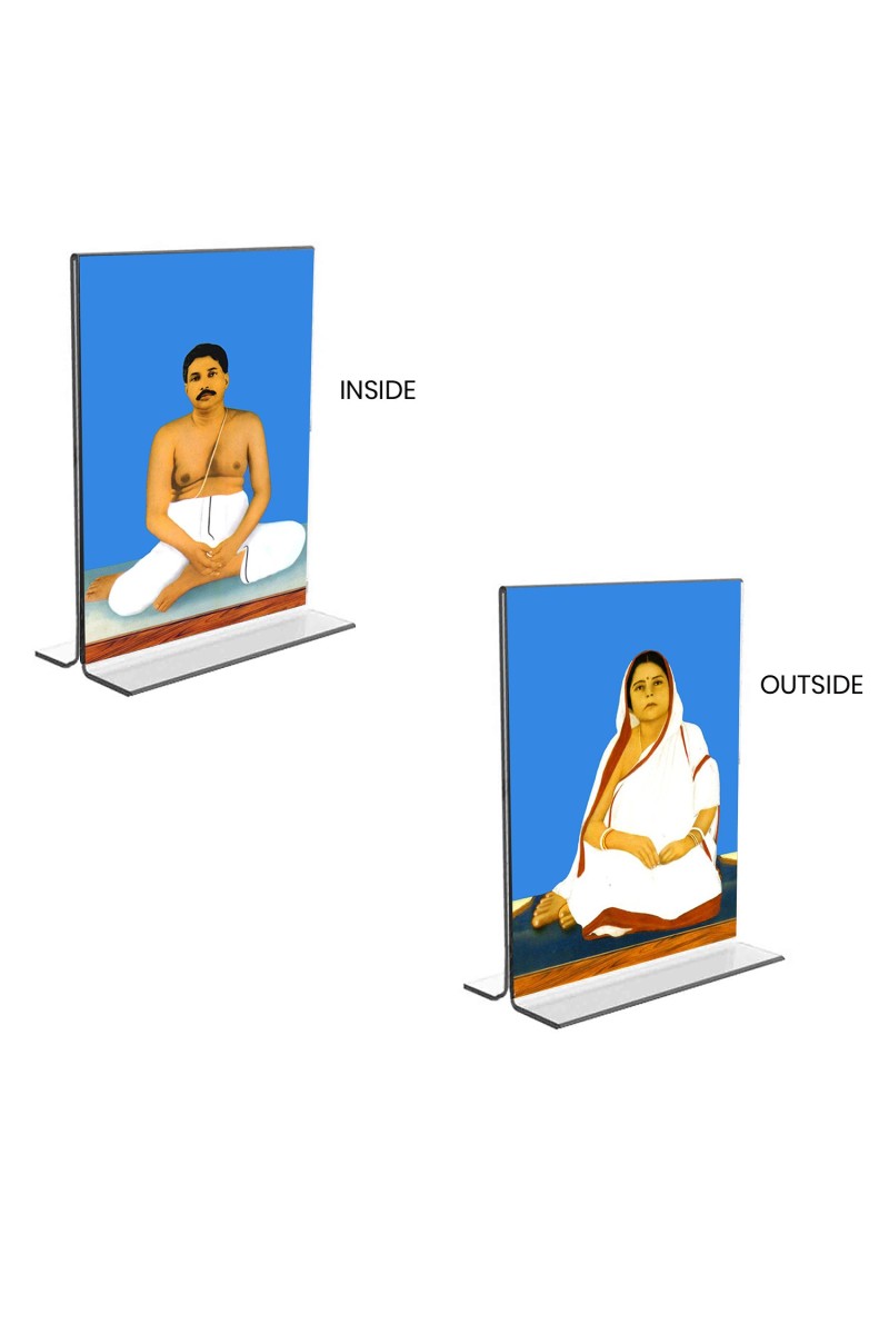 Car Desk/Table Top Anukul Chandra Thakur & Jagajanani Sree Sree Barama  Acrylic T-Style Photo Stand - 2.5x3.5 Inches, Compact and Stylish Spiritual Display, easily change  2 photos ( Pack of 1 )
