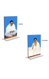 Car Desk/Table Top Sri Sri Thakur Anukul Chandra Thakur & Sri Baroda  Acrylic T-Style Photo Stand - 2.5x3.5 Inches, Compact and Stylish Spiritual Display, easily change  2 photos ( Pack of 1 )