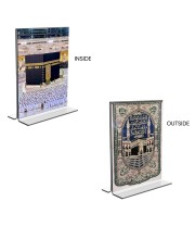 Car Desk/Table Top Islamic Allah  & Mecca Madina  Acrylic T-Style Photo Stand - 2.5x3.5 Inches, Compact and Stylish Spiritual Display, easily change  2 photos ( Pack of 1 )
