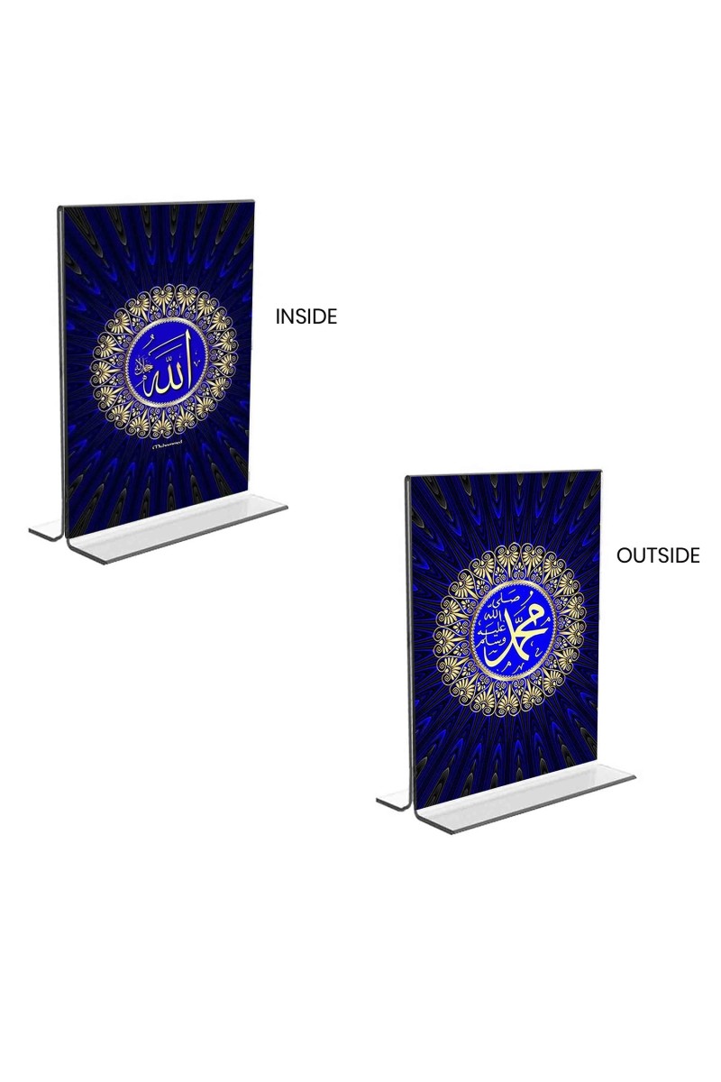 Car Desk/Table Top Islamic Allah  Acrylic T-Style Photo Stand - 2.5x3.5 Inches, Compact and Stylish Spiritual Display, easily change  2 photos ( Pack of 1 )