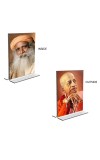 Car Desk/Table Top Sadhguru & Swami Prabhupada  Acrylic T-Style Photo Stand - 2.5x3.5 Inches, Compact and Stylish Spiritual Display, easily change  2 photos ( Pack of 1 )