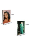 Car Desk/Table Top Paramahansa Yogananda & Osho  Acrylic T-Style Photo Stand - 2.5x3.5 Inches, Compact and Stylish Spiritual Display, easily change  2 photos ( Pack of 1 )