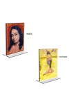 Car Desk/Table Top Sri Sri Paramahansa Yogananda & Sri premanand ji maharaj Acrylic T-Style Photo Stand - 2.5x3.5 Inches, Compact and Stylish Spiritual Display, easily change  2 photos ( Pack of 1 )