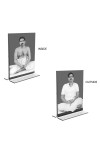 Car Desk/Table Top Sri Sri Thakur Anukul chandra  & Sri Baroda  Acrylic T-Style Photo Stand - 2.5x3.5 Inches, Compact and Stylish Spiritual Display, easily change  2 photos ( Pack of 1 )