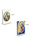Car Desk/Table Top Mother Mary  Acrylic T-Style Photo Stand - 2.5x3.5 Inches, Compact and Stylish Spiritual Display, easily change  2 photos ( Pack of 1 )