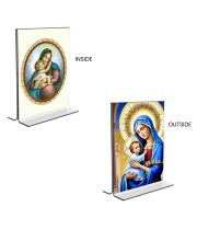 Car Desk/Table Top Mother Mary Acrylic T-Style Photo Stand - 2.5x3.5 Inches, Compact and Stylish Spiritual Display, easily change 2 photos ( Pack of 1 ) Car Desk/Table Top Mother Mary Acrylic T-Style Photo Stand - 2.5x3.5 Inches, Compact and Stylish Spiritual Display, easily change 2 photos ( Pack of 1 )