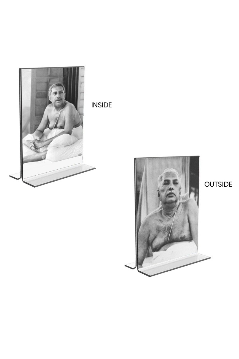 Car Desk/Table Top Sri Sri Anukul chandra Thakur  Acrylic T-Style Photo Stand - 2.5x3.5 Inches, Compact and Stylish Spiritual Display, easily change  2 photos ( Pack of 1 )