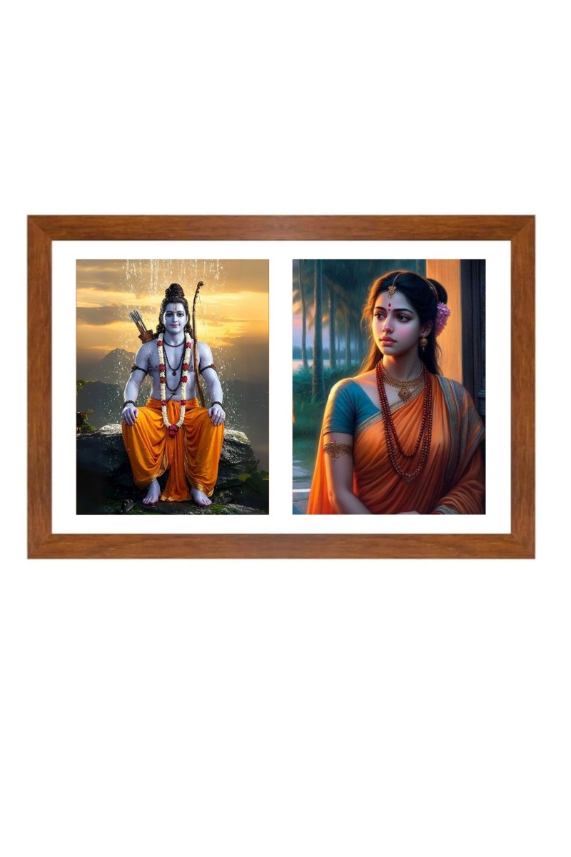 Lord rama and sita Photo Frame - 11x15Inches - Spiritual Artwork for Home Wall Decoration, Puja Room and Office Decoration and Gifting 