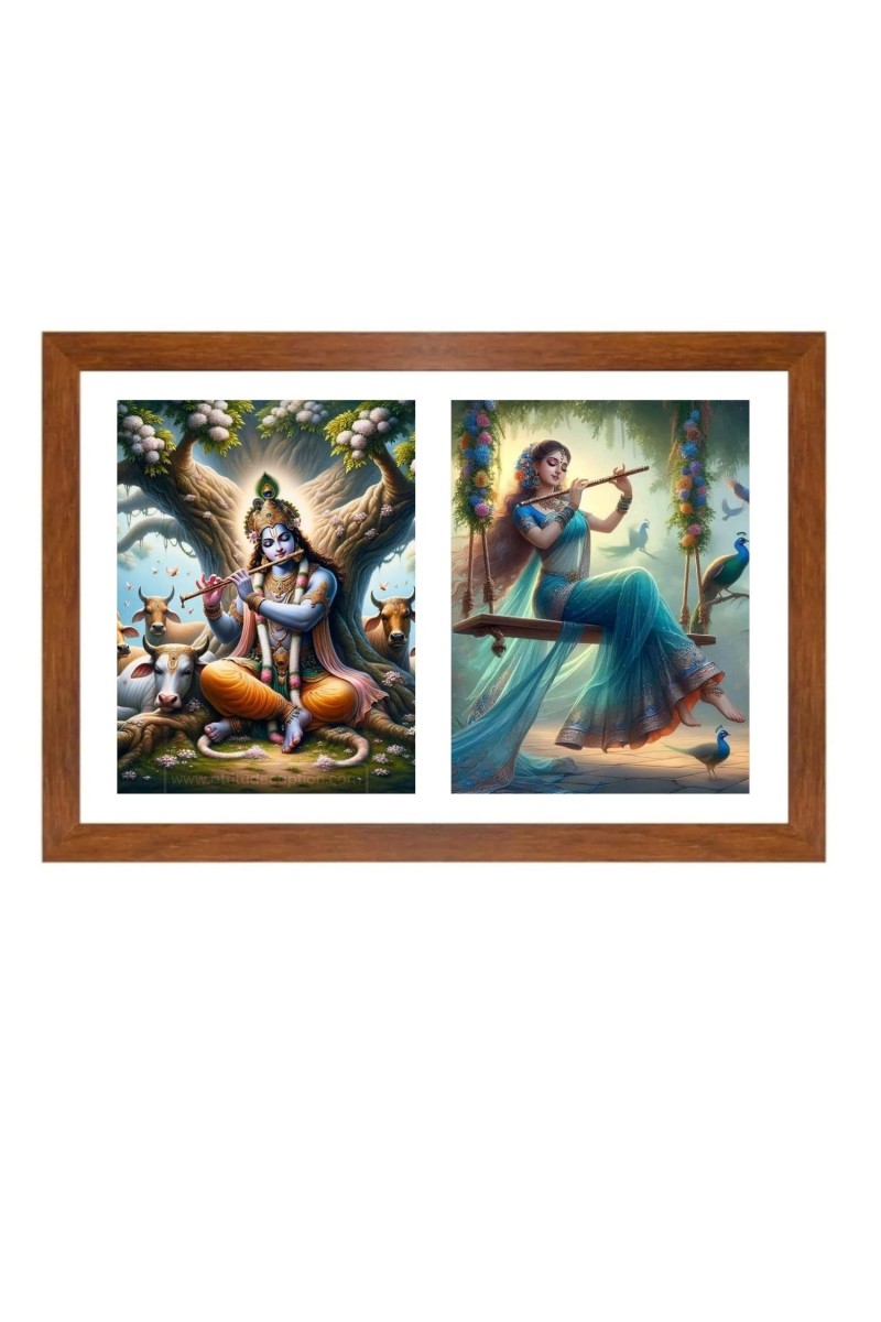 Radha and krishna Photo Frame - 11x15Inches - Spiritual Artwork for Home Wall Decoration, Puja Room and Office Decoration and Gifting 