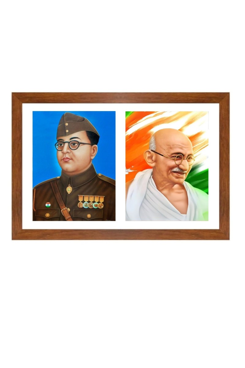 Subhas Chandra Bose and gandhiji Photo Frame - 11x15Inches - Spiritual Artwork for Home Wall Decoration, Puja Room and Office Decoration and Gifting 