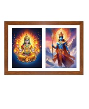 Agni and Indra Photo Frame - 11x15Inches - Spiritual Artwork for Home Wall Decoration, Puja Room and Office Decoration and Gifting 