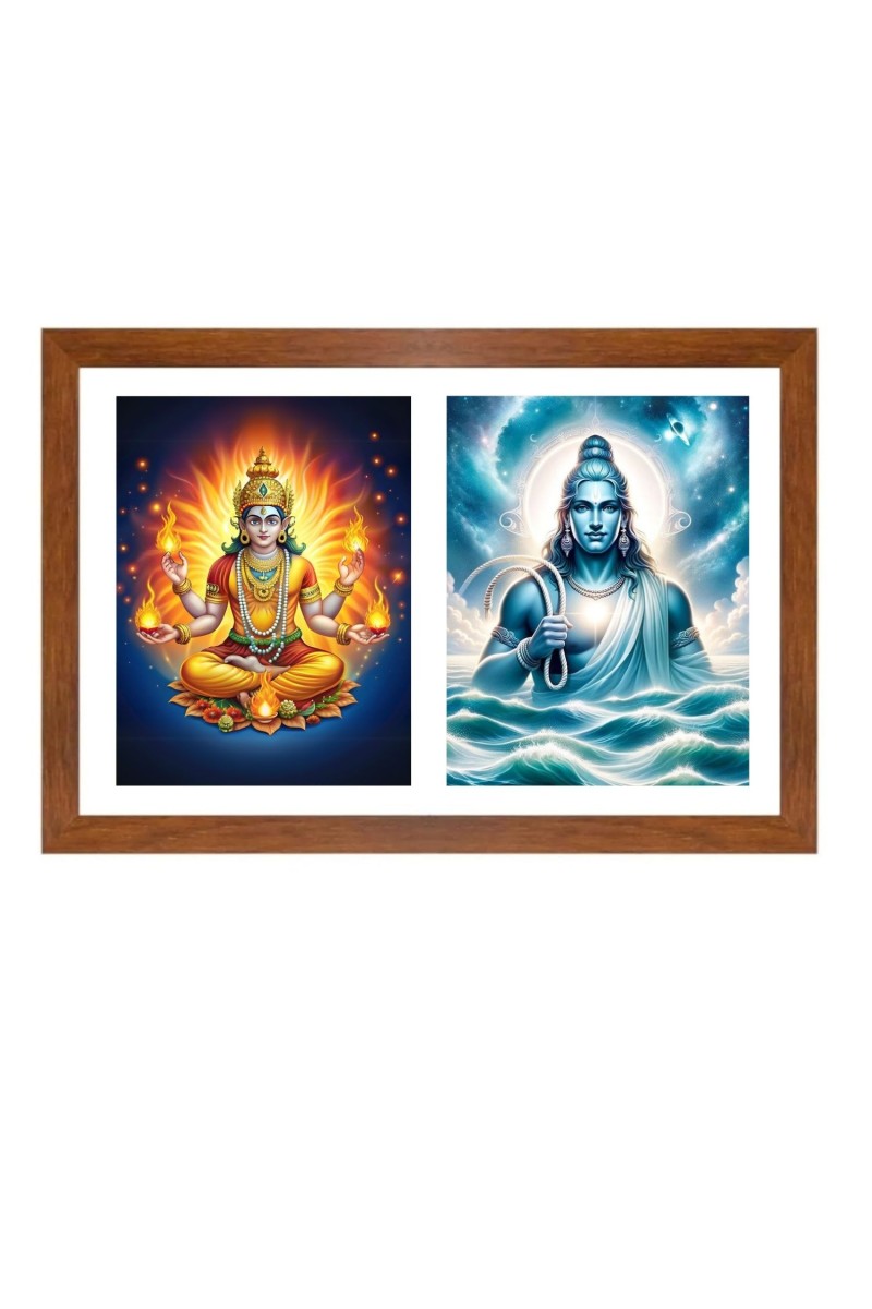 Agni and varuna Photo Frame - 11x15Inches - Spiritual Artwork for Home Wall Decoration, Puja Room and Office Decoration and Gifting 