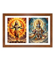 Lord surya and chandra Photo Frame - 11x15Inches - Spiritual Artwork for Home Wall Decoration, Puja Room and Office Decoration and Gifting 