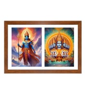 Lord indra and surya Photo Frame - 11x15Inches - Spiritual Artwork for Home Wall Decoration, Puja Room and Office Decoration and Gifting 