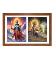 Indra and sachi Photo Frame - 11x15Inches - Spiritual Artwork for Home Wall Decoration, Puja Room and Office Decoration and Gifting 