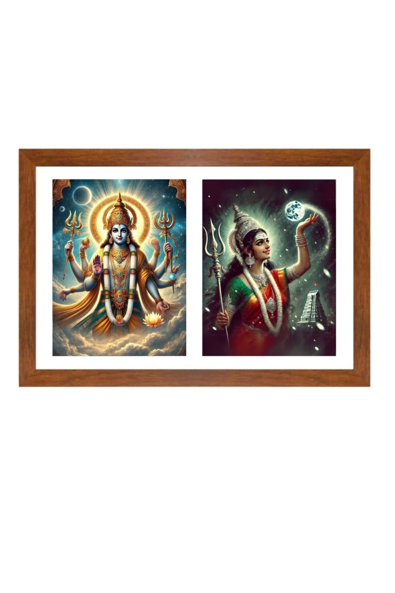 Soma and rohini Photo Frame - 11x15Inches - Spiritual Artwork for Home Wall Decoration, Puja Room and Office Decoration and Gifting 
