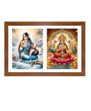Goddess ganga and lakshmi Photo Frame - 11x15Inches - Spiritual Artwork for Home Wall Decoration, Puja Room and Office Decoration and Gifting 