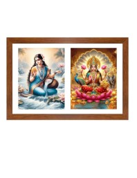 Goddess ganga and lakshmi Photo Frame - 11x15Inches - Spiritual Artwork for Home Wall Decoration, Puja Room and Office Decoration and Gifting 