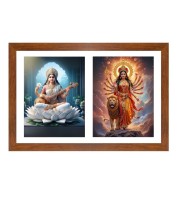 Goddess saraswati and maa durga Photo Frame - 11x15Inches - Spiritual Artwork for Home Wall Decoration, Puja Room and Office Decoration and Gifting 