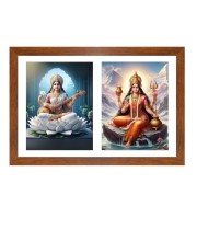 Goddess saraswati and maa parvathi Photo Frame - 11x15Inches - Spiritual Artwork for Home Wall Decoration, Puja Room and Office Decoration and Gifting 