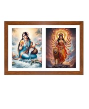 Ganga and durga matha Photo Frame - 11x15Inches - Spiritual Artwork for Home Wall Decoration, Puja Room and Office Decoration and Gifting 