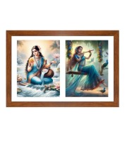 Ganga and radha Photo Frame - 11x15Inches - Spiritual Artwork for Home Wall Decoration, Puja Room and Office Decoration and Gifting 