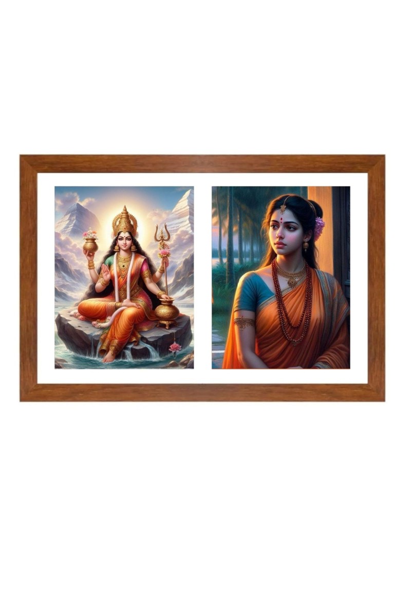 Parvathi and sita Photo Frame - 11x15Inches - Spiritual Artwork for Home Wall Decoration, Puja Room and Office Decoration and Gifting 