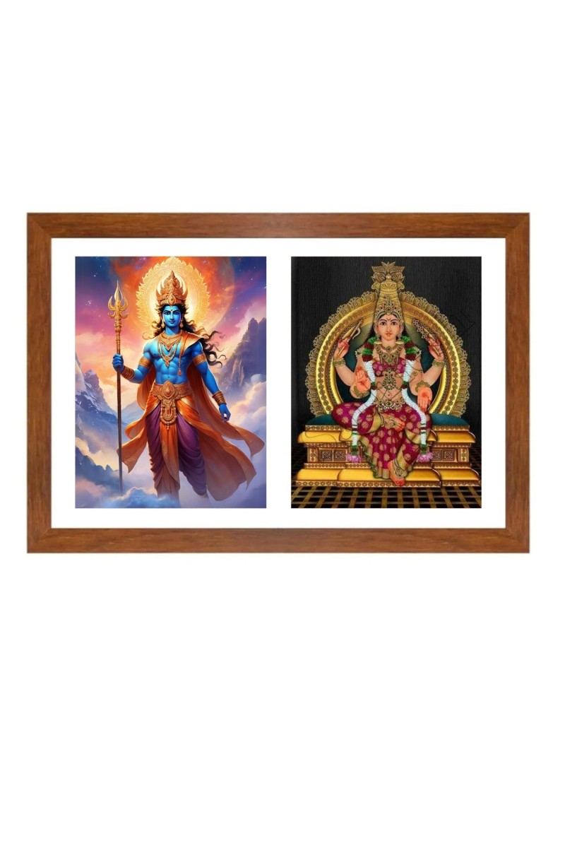 Indra and Shachi Photo Frame - 11x15Inches - Spiritual Artwork for Home Wall Decoration, Puja Room and Office Decoration and Gifting 