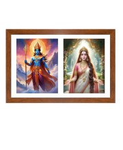Indra and indrani Photo Frame - 11x15Inches - Spiritual Artwork for Home Wall Decoration, Puja Room and Office Decoration and Gifting 