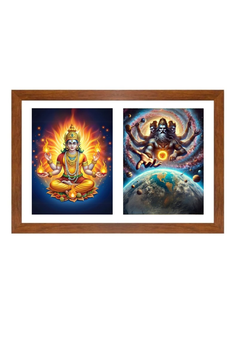 Agni and vayu Photo Frame - 11x15Inches - Spiritual Artwork for Home Wall Decoration, Puja Room and Office Decoration and Gifting 