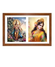 Kartikeya and Devasena Photo Frame - 11x15Inches - Spiritual Artwork for Home Wall Decoration, Puja Room and Office Decoration and Gifting 