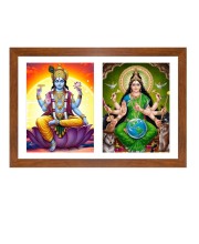 Vishnu and Bhudevi Photo Frame - 11x15Inches - Spiritual Artwork for Home Wall Decoration, Puja Room and Office Decoration and Gifting 