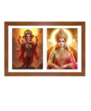 Ganesha and Riddhi Photo Frame - 11x15Inches - Spiritual Artwork for Home Wall Decoration, Puja Room and Office Decoration and Gifting 