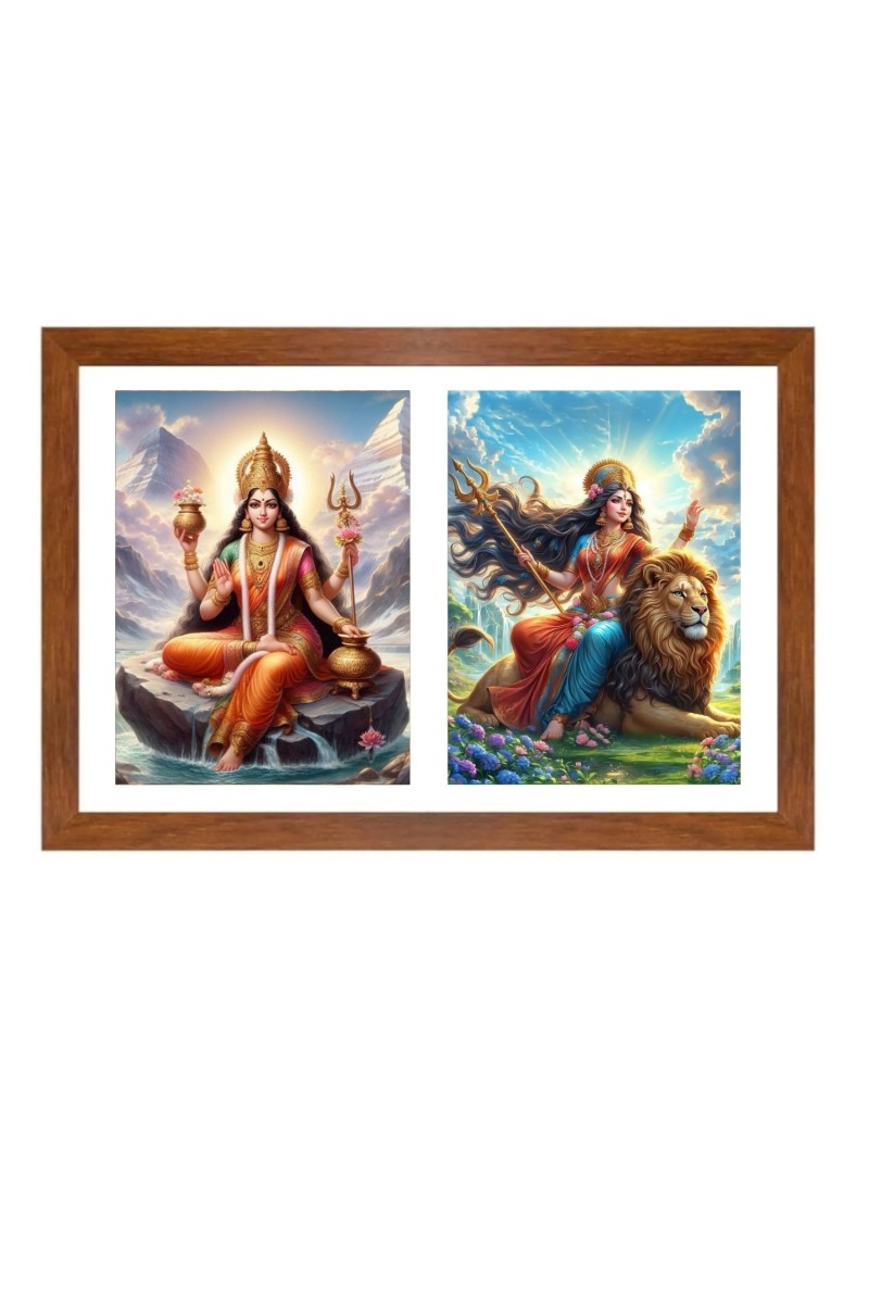 Parvathi and uma Photo Frame - 11x15Inches - Spiritual Artwork for Home Wall Decoration, Puja Room and Office Decoration and Gifting 